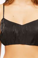 Women's Satin V-Neck Bralette in Black Medium