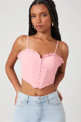 Women's Bustier Cropped Cami in Light Pink Medium