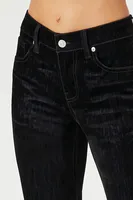 Women's Stretch-Denim Flare Jeans in Black, 30