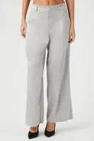 Women's Satin Wide-Leg Trousers in Grey Large