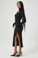 Women's Cutout Turtleneck Midi Sweater Dress