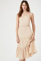 Women's Tiered Halter Midi Dress Oatmeal