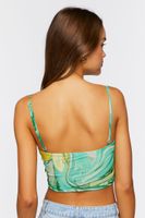 Women's Abstract Print Cropped Cami in Mint Large