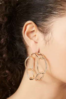 Women's Chain Hoop Earrings in Gold