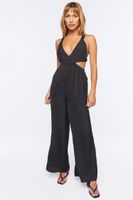 Women's Plunging Cutout Jumpsuit in Black Medium