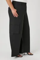 Women's Wide-Leg Cargo Pants in Black, 2X