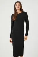 Women's Long-Sleeve Bodycon Midi Dress in Black Large