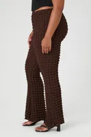 Women's Textured Flare Pants in Dark Brown, 2X