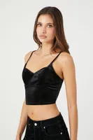 Women's Velvet Corset Cami in Black Small