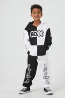 Kids ACDC Colorblock Hoodie (Girls + Boys) in Black/White, 13/14