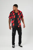 Men Checkered Short-Sleeve Shirt in Black/Red Small