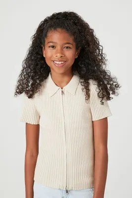 Girls Ribbed Sweater-Knit Shirt (Kids) in Birch, 13/14