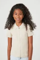 Girls Ribbed Sweater-Knit Shirt (Kids) Birch,