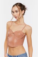 Women's Faux Leather Cutout Bustier Top in Cocoa Medium