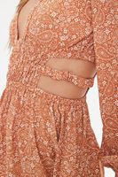 Women's Paisley Print Mini Dress in Amber/Cream Large