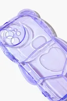 Transparent Bubble Bear Case for iPhone 12 in Purple