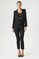 Women's Plunging Crochet Lace Blazer in Black Medium