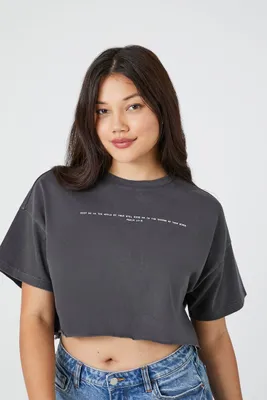 Women's Psalm Cropped Graphic T-Shirt in Charcoal Large