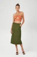 Women's Cutout O-Ring Halter Crop Top in Sienna Large