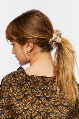 Crochet Hair Scrunchie in Taupe