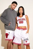 Men Unisex Chicago Bulls Basketball Shorts in White Medium