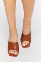 Women's Open-Toe Mule Heels in Tan, 5.5