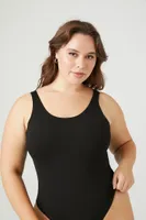 Women's Scoop-Neck Tank Bodysuit in Black, 3X