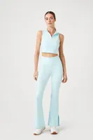 Women's Zip-Up Longline Sports Bra in Powder Blue Large