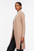 Women's Open-Front Longline Cardigan Sweater in Mocha Large