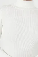 Women's Ribbed Knit Turtleneck Top in White, 3X