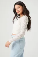 Women's Lace Long-Sleeve Crop Top