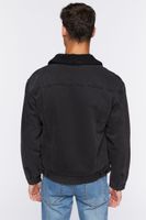 Men Denim Faux Shearling Jacket in Black/Black Large