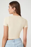 Women's Seamless Cropped T-Shirt in Cream, M/L