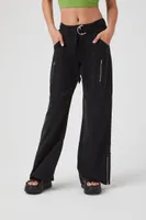 Women's Belted Straight-Leg Utility Pants in Black, XS