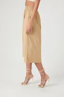 Women's A-Line Nylon Midi Skirt in Khaki, XL