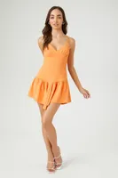 Women's Ruffled Sweetheart Cami Mini Dress in Cantaloupe, XL