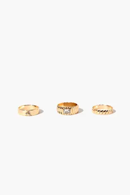 Women's Twisted Faux Gem Ring Set Gold/Clear,
