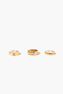 Women's Twisted Faux Gem Ring Set in Gold/Clear, 7