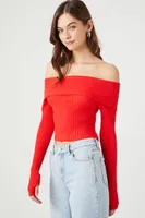 Women's Sweater-Knit Off-the-Shoulder Top Large