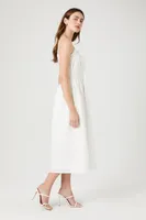 Women's Shirred Poplin Midi Dress White,