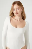 Women's Seamless Long-Sleeve Bodysuit in Vanilla Large