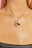 Women's Heart & Key Faux Gem Necklace in Gold