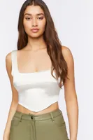 Women's Satin V-Hem Crop Top Medium