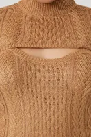 Women's Sweater-Knit Combo Top in Camel, 3X