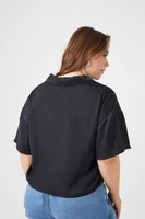 Women's Satin Shirt in Black, 0X