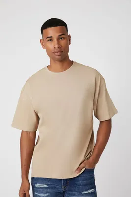 Men Cotton Crew T-Shirt in Taupe Small