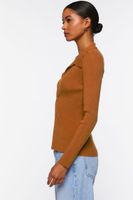 Women's Twist-Front Sweater-Knit Top in Root Beer, XS