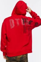 Men WCDS Rhinestone Graphic Hoodie in Red, XXL