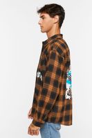 Men Plaid Wild West Graphic Shirt in Brown Small