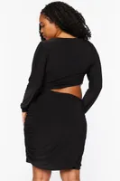 Women's Surplice Cutout Mini Dress Black,